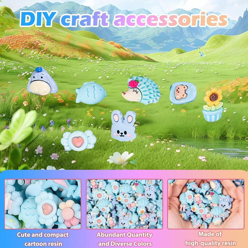 CIYOJA 50PCS Blue Series Cartoon Resin Mystery Blind Bag – Mini Cute Figures for Kids Crafts, Tiny Random Toy Charms, DIY Phone Case Decorations, Surprise Collectible Resin Miniatures Variety Pack - Image 3